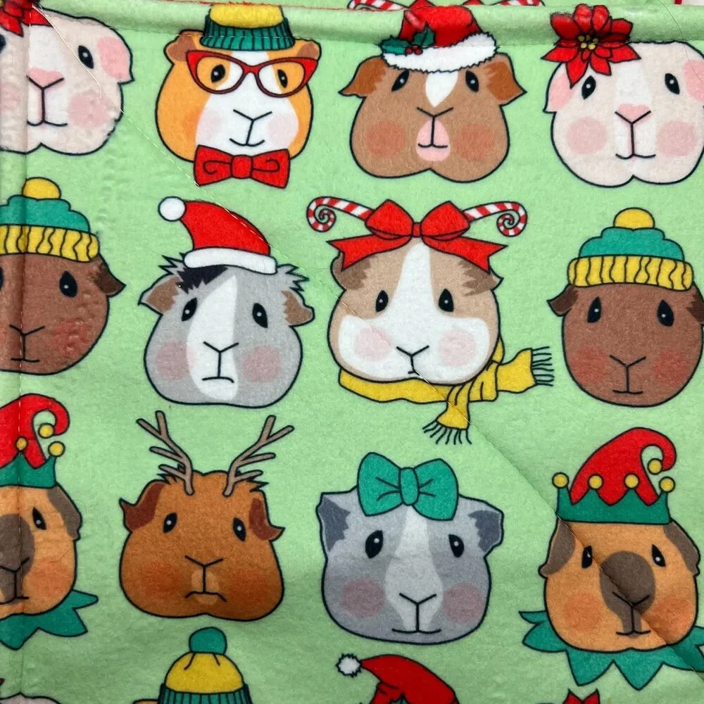 Guinea Pig P Piddle Pads Washable Fleece 12” Pair Lot 2 New Christmas Faces